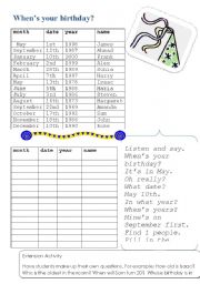 English Worksheet: When is your birthday new