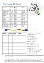 English worksheet: When is your birthday new