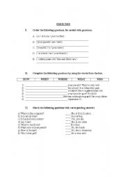 English Worksheet: interrogative form of verb to be