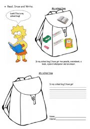 Write and draw classroom objects with Lisa Simpsons