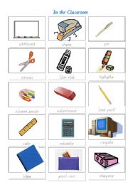 English Worksheet: Basic Classroom Items 