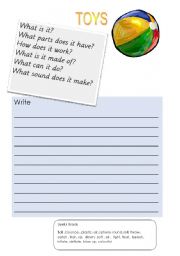 English Worksheet:  Writing about  a Toy