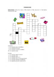 OBJECTS IN THE CLASSROOM - CROSSWORD