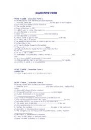 English Worksheet: causative form keys