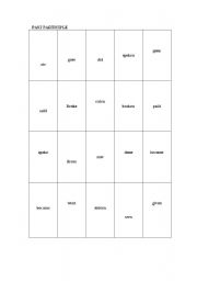 English Worksheet: bingo game past participle