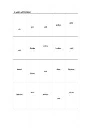 English worksheet: bingo game past participle