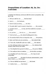 English Worksheet: prepositions