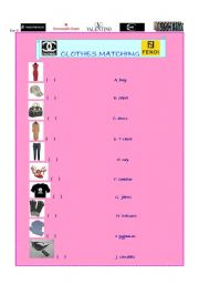 English worksheet: Clothes matching, two full pages