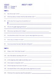 English Worksheet: About a Boy ( Chapter 3 )