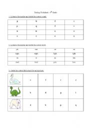 English worksheet: Testing phonic awareness