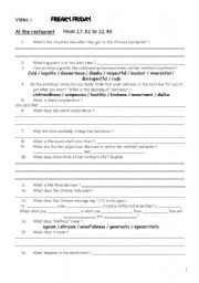 English Worksheet: video freaky friday ( 2 extracts )