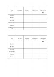 English worksheet: countries and capital cities