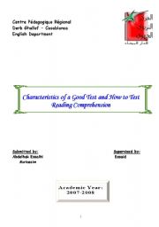 English Worksheet: Chracteristics of a Good Test and How to Test Reading Comprehension