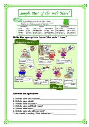 English Worksheet: Simple past of the verb 
