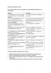 English Worksheet: idioms & expressions - money