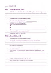 English worksheet: video deadwood season 1 episode 1