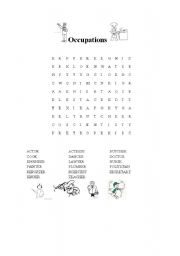 English Worksheet: Jobs Wordsearch