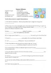 English Worksheet: Idioms of the senses