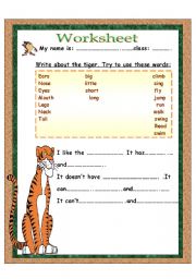 English Worksheet: write about the tiger