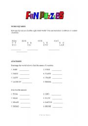 English Worksheet: Fun word puzzles
