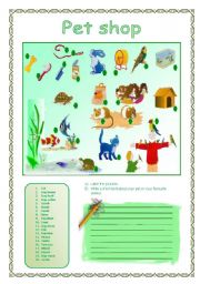 English Worksheet: PET SHOP(11.08.08)