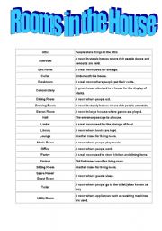 English Worksheet: rooms in the house