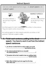 English Worksheet: reported speech