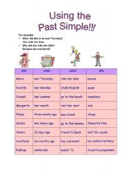 English Worksheet: past simple survey