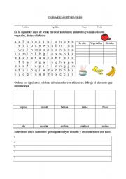 English worksheet: Food_fruit_vegetables_drinks