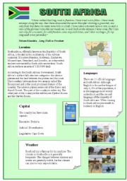 English Worksheet: SOUTH AFRICA ( 10/08/08)