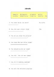 English Worksheet: Adverbs