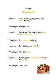 English worksheet: Airport Script