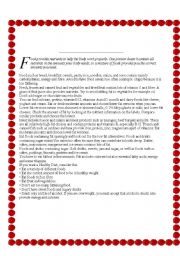 English worksheet: Healthy  food