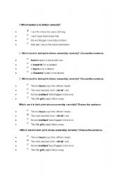 English Worksheet: Choose the correct sentence