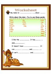 English Worksheet: write about the deer