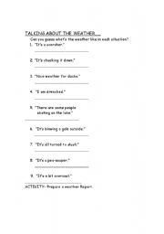 English worksheet: talking about the weather