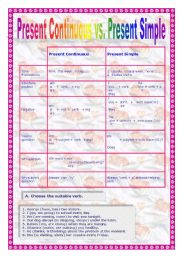 English Worksheet: Present Continuous vs. Present Simple-exercises