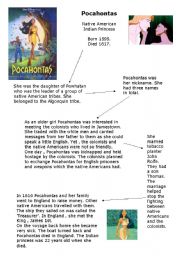 English worksheet: pocahontas