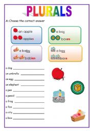 English Worksheet: PLURALS -regular (English for beginners)