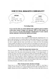 English Worksheet: how do real managers communicate