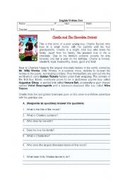 English Worksheet: charlie and the chocolate factory