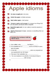 English Worksheet: Apple idioms
