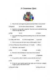 English Worksheet: A GemStone Quiz