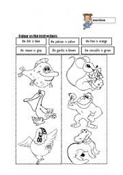 English Worksheet: colour the animal