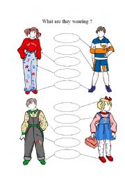 English Worksheet: What are they wearing ?