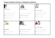English worksheet: Practicing the Present Continuous