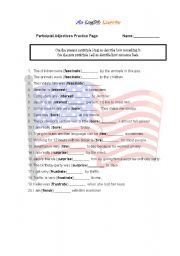 English Worksheet: Participal Adjectives ED / ING