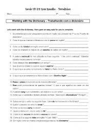 English Worksheet: Working with the dictionary