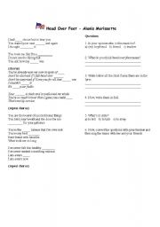 English worksheet: Head Over Feet  music