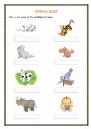 English worksheet: animals